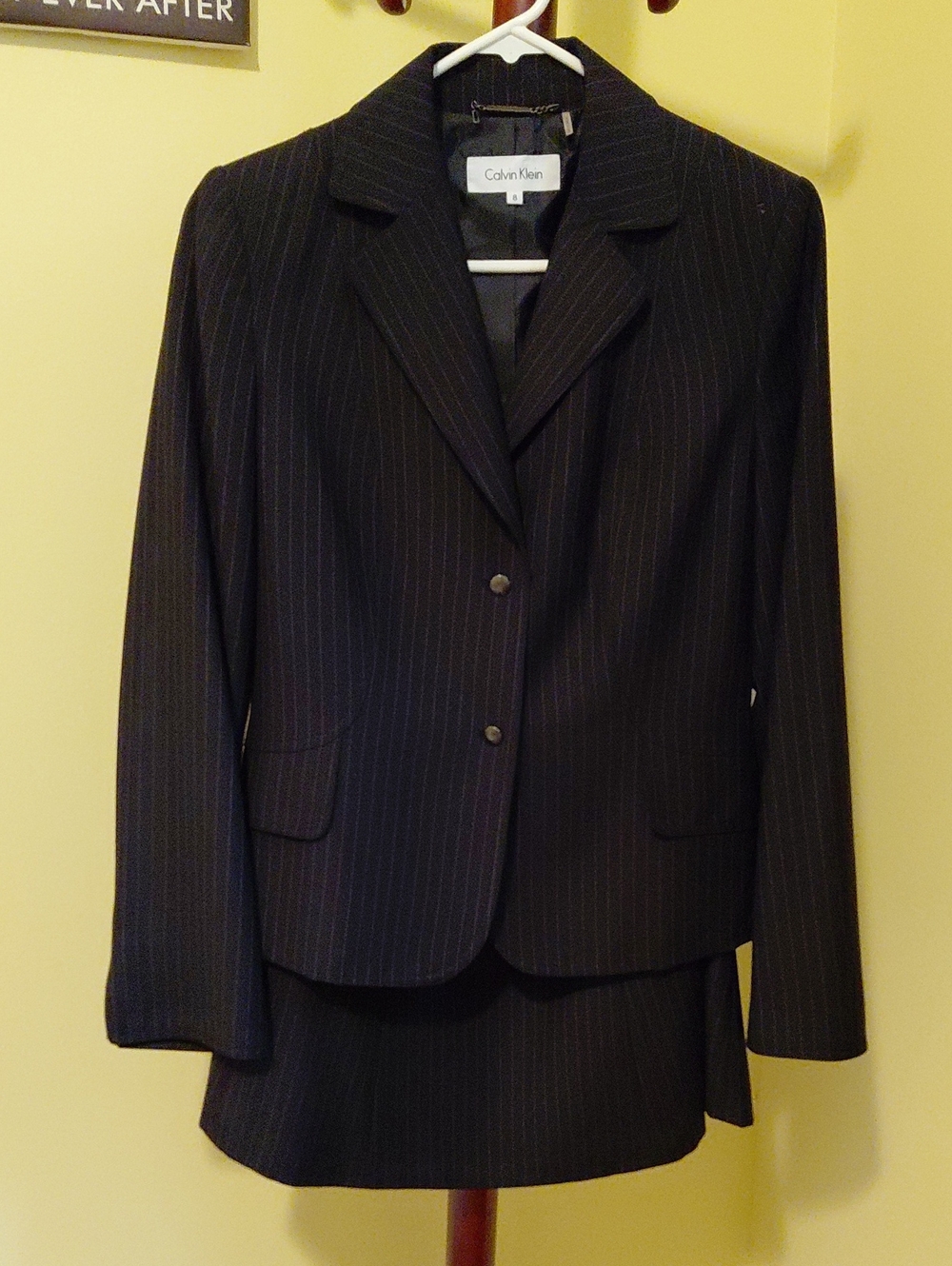 Calvin Klein Black Pinstripe Women's Suit Jacket